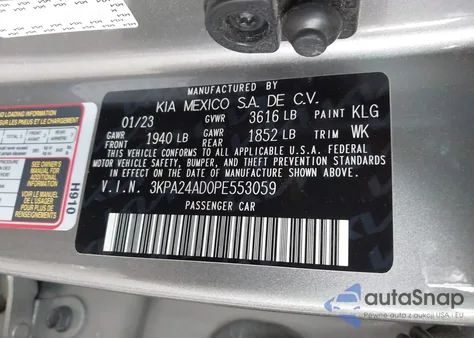 2023 Kia Rio S from USA, damaged, VIN 3KPA24AD0PE553059